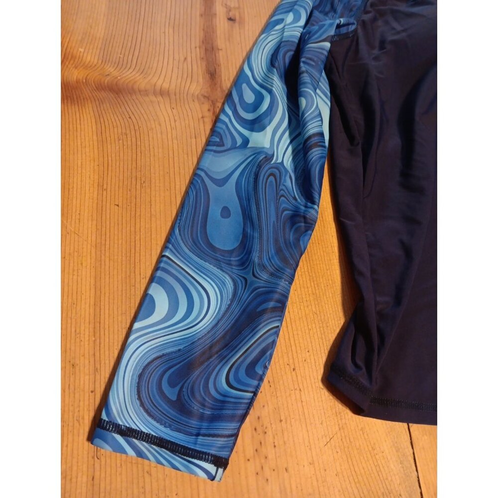Hanna Nikole Swim Rash Guard Shirt Long Sleeve Top Women Plus 14W Blue Swirl NWT - Picture 3 of 5